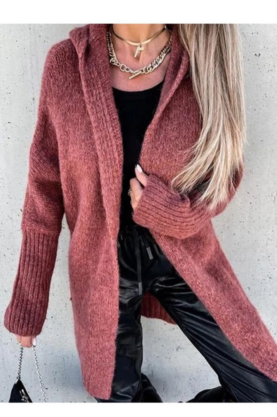 Clothing Azzlee Sweater & Cardigans | Casual Tops Long Sleeve Solid Sweater Red