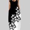 Clothing Azzlee Maxi Dresses | Casual Floral Printed Spaghetti Strap Maxi Dress Color Block