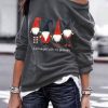 Clothing Azzlee Sweatshirt & Hoodies | Cute Casual Graphic Tops Round Neck Long Sleeve Gnomes Printed Sweatshirts