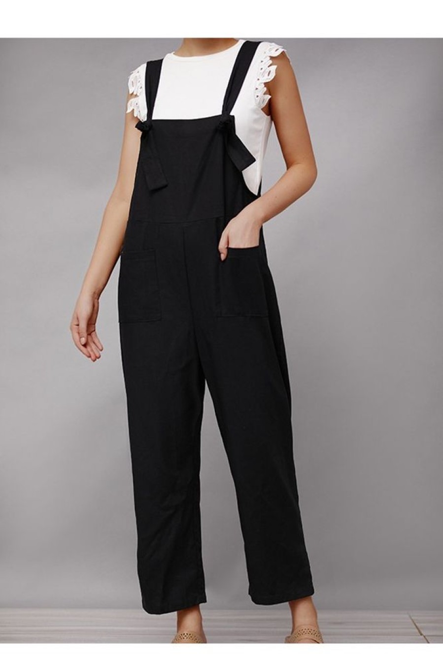 Clothing Azzlee | Plain With Pockets Casual Party Jumpsuit