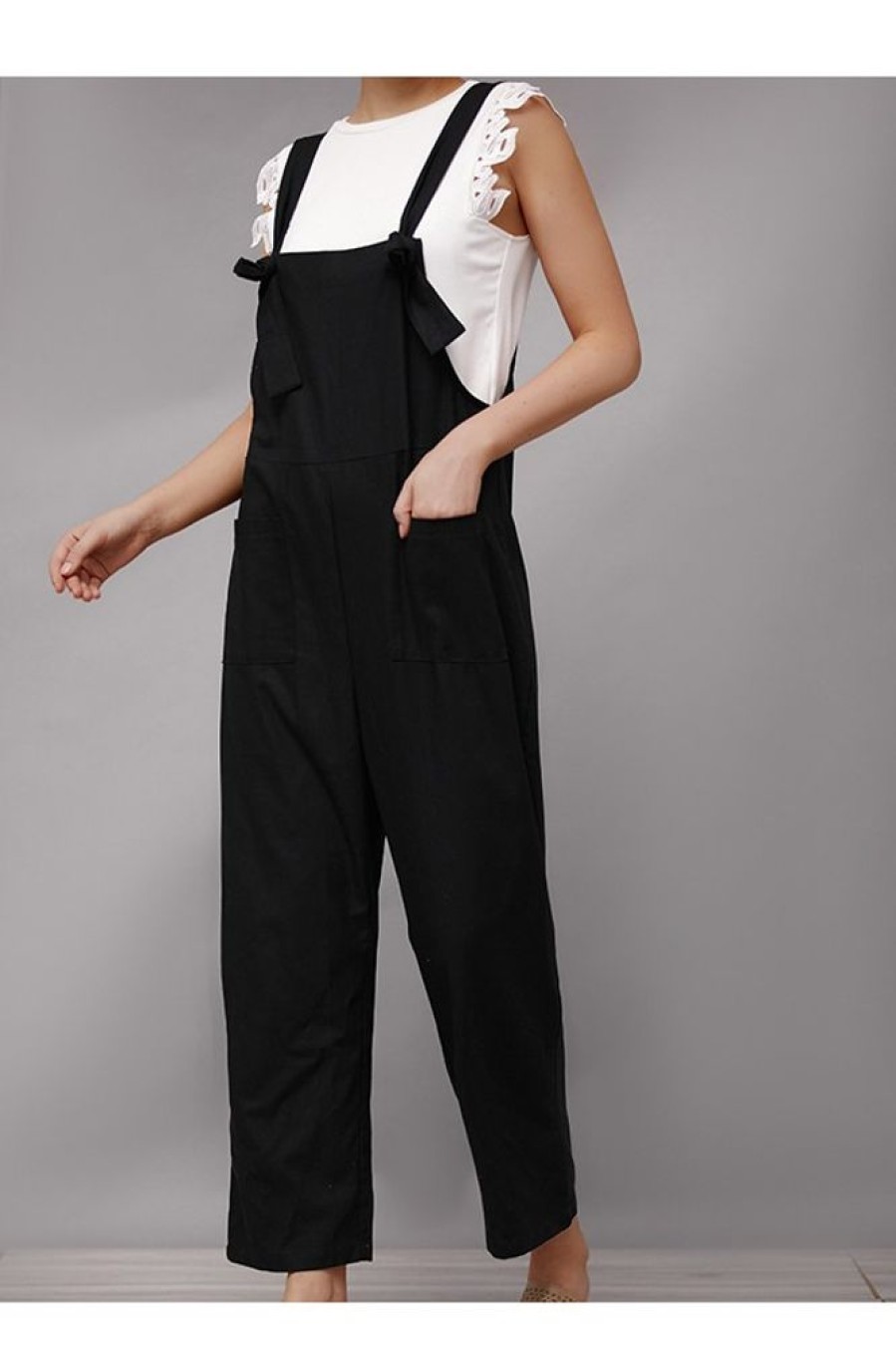 Clothing Azzlee | Plain With Pockets Casual Party Jumpsuit