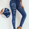 Clothing Azzlee Jeans & Denim | Casual Floral Printed Pants Denim Blue