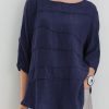 Clothing Azzlee Sweatshirt & Hoodies | Casual Round Neck Solid Long Sleeve Blouse Blue