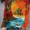 Clothing Azzlee Sweatshirt & Hoodies | Casual Graphic Tops Round Neck Long Sleeve Landscape Printed Sweatshirts Multi