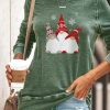 Clothing Azzlee Sweatshirt & Hoodies | Casual Graphic Tops Round Neck Long Sleeve Christmas Gnomes Printed Sweatshirts