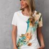 Clothing Azzlee T-Shirts | Women'S Cotton Blends Giraffe Print Casual Round Neck Short Sleeve T-Shirt White