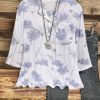 Clothing Azzlee Blouse & Shirts | Floral Buttons V-Neck 3/4 Sleeve Blouse White