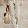 Clothing Azzlee Pants | Solid Color Spring Casual Pants With Drawstring Apricot