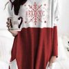 Clothing Azzlee Sweatshirt & Hoodies | Christmas Print Pockets Crew Neck Long Sleeve Sweatshirt Red