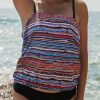 Clothing Azzlee Tankini | Striped Blouson Bandeau Tankini Set Multi