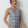 Clothing Azzlee Tanks | Gray Plain Buttons V-Neck Sleeveless Tank Grey