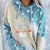 Clothing Azzlee Sweatshirt & Hoodies | Casual Graphic Tops Long Sleeve Snowman Printed Hoodies Blue