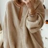 Clothing Azzlee Sweater & Cardigans | Casual Tops Round Neck Long Sleeve Solid Sweater Khaki