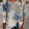 Clothing Azzlee Blouse & Shirts | Casual Round Neck Printed Long Sleeve Blouse Multicolor