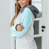 Clothing Azzlee Sweatshirt & Hoodies | Solid Splicing Hoodie Sweatshirt Mint