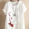 Clothing Azzlee Blouse & Shirts | Floral Printed Button Short Sleeve Blouse White