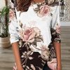 Clothing Azzlee Sweatshirt & Hoodies | Casual Round Neck Floral Printed Long Sleeve Blouse Multicolor