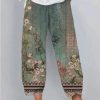 Clothing Azzlee Pants | Casual Floral Printed Daily Pants Green