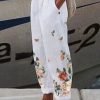 Clothing Azzlee Pants | Women'S Floral Printed Loose Casual Pants White