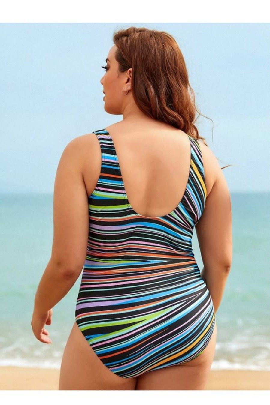 Clothing Azzlee Plus Size | Chlorine Resistant Tank One Piece Swimsuit Multi Prism