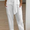 Clothing Azzlee Pants | Casual Plain High Waist Cropped Pants White