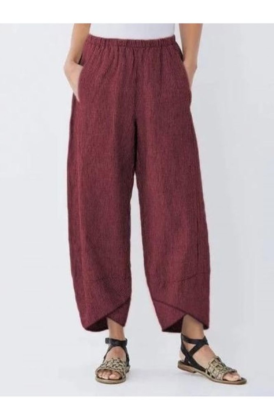 Clothing Azzlee Pants | Summer Plain Casual Capri Pants With Pockets