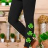 Clothing Azzlee Leggings | Casual Four-Leaf Printed Leggings Black