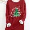 Clothing Azzlee Sweatshirt & Hoodies | Casual Crew Neck Christmas Sweatshirt Red