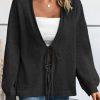 Clothing Azzlee Sweater & Cardigans | Plain V-Neck Long Sleeve Sweater Black