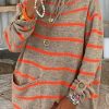 Clothing Azzlee Sweater & Cardigans | Chic Striped Round Neck Sweater Multi