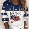 Clothing Azzlee Sweatshirt & Hoodies | Casual Graphic Tops Long Sleeve American Us Flag Text Printed Hoodies White