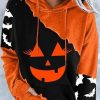 Clothing Azzlee Sweatshirt & Hoodies | Casual Graphic Tops Long Sleeve Halloween Face Printed Hoodies Black