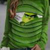 Clothing Azzlee Sweatshirt & Hoodies | Grinch Stole Print Round Neck Long Sleeve Sweatshirt Green