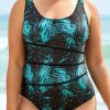 Clothing Azzlee Plus Size | Chlorine Resistant Spliced Tank One Piece Swimsuit Green