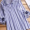 Clothing Azzlee Blouse & Shirts | Stripe Lapel Blouse Blue