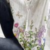 Clothing Azzlee Blouse & Shirts | Casual Summer V-Neck 3/4 Sleeve Floral Printed Blouse White