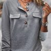 Clothing Azzlee Sweatshirt & Hoodies | Casual Plain Daily Long Sleeve Blouse Gray