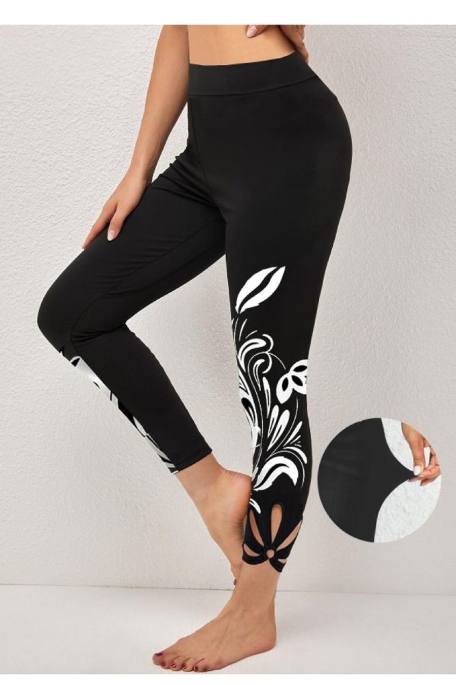 Clothing Azzlee Leggings | Casual Floral Printed Leggings Black