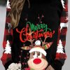 Clothing Azzlee Sweatshirt & Hoodies | Casual Round Neck Animal Printed Long Sleeve Sweatshirts Black