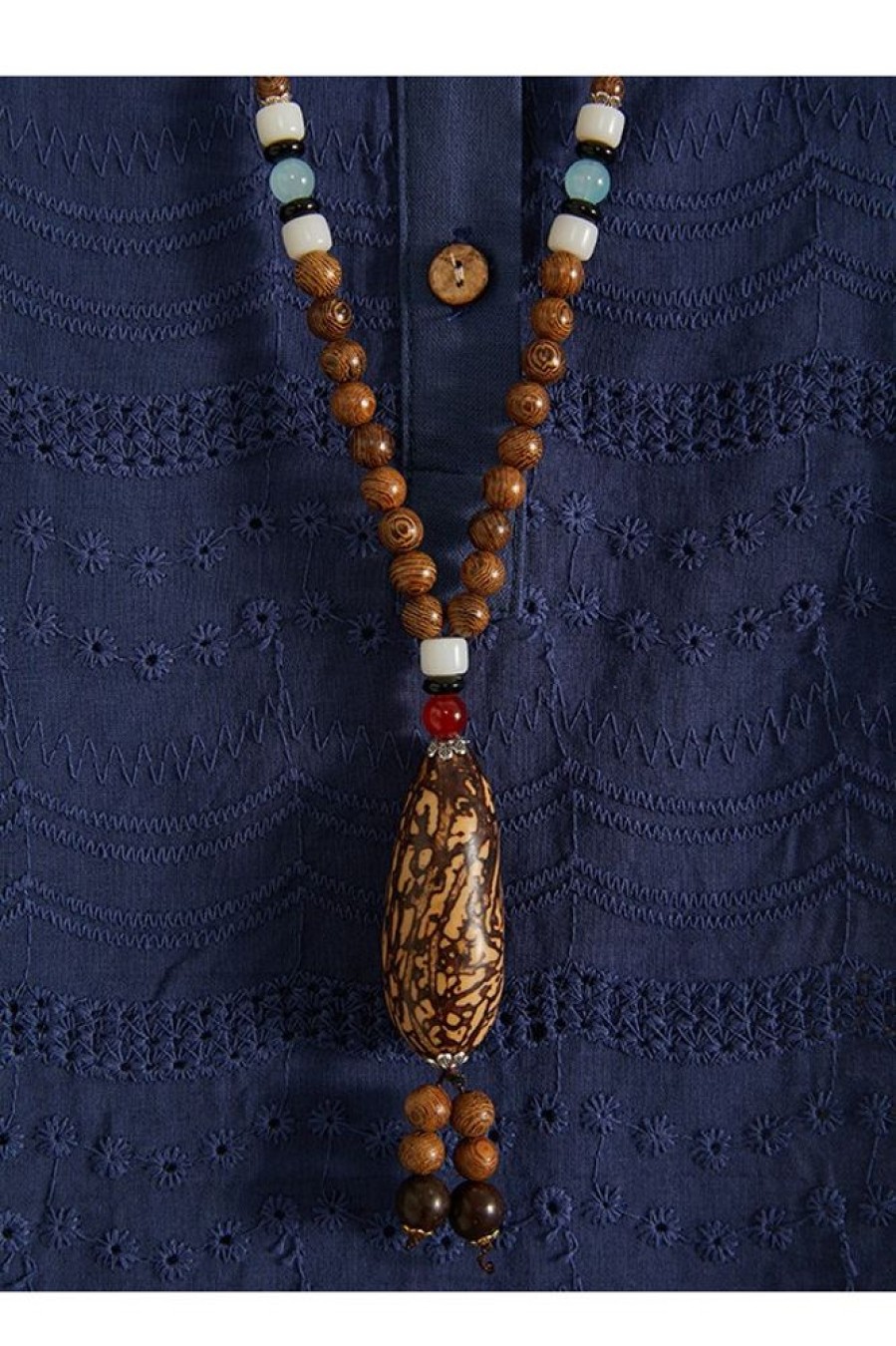 Clothing Azzlee | Vintage Handmade Wood Buddha Beads Long Necklace 8