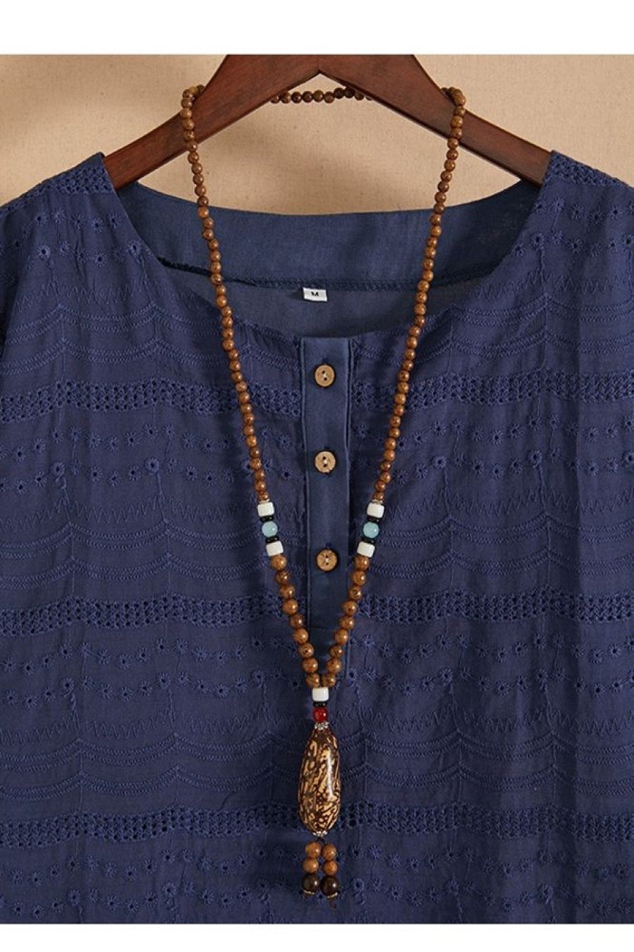 Clothing Azzlee | Vintage Handmade Wood Buddha Beads Long Necklace 8