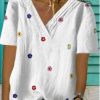 Clothing Azzlee Blouse & Shirts | Floral Printed V-Neck Short Sleeve Tops White