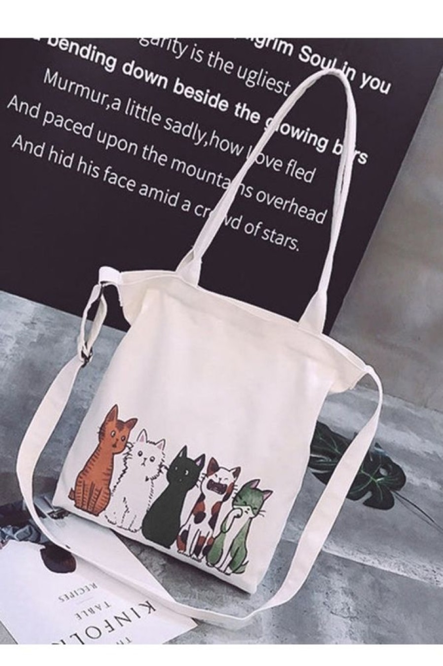 Clothing Azzlee | Lovely Crowded Cats Graphic Bag White