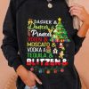 Clothing Azzlee Sweatshirt & Hoodies | Casual Graphic Tops Round Neck Long Sleeve Character Printed Xmas Sweatshirts Black