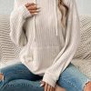 Clothing Azzlee Sweatshirt & Hoodies | Long Sleeve Solid Color Front Pocket Hoodie Sweatshirt Beige