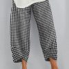 Clothing Azzlee Pants | Soft Plaid Cropped Stitching Pants Black