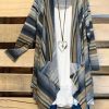 Clothing Azzlee Sweater & Cardigans | Casual Stripe Printed Long Sleeve Cardigan Multi