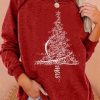 Clothing Azzlee Sweatshirt & Hoodies | Casual Graphic Tops Round Neck Long Sleeve Christmas Tree Printed Sweatshirts