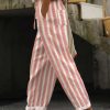 Clothing Azzlee Pants | Ethnic Stripe Lace-Up Elastic Waist Loose Casual Pants Red