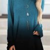 Clothing Azzlee Sweatshirt & Hoodies | Casual Round Neck Ombre Long Sleeve Sweatshirts Blue